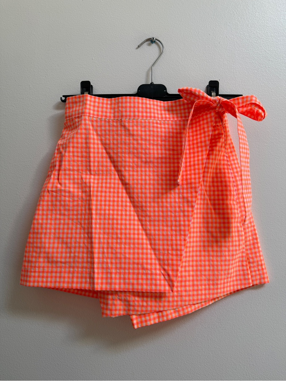 Zara Neon Orange and Pink Gingham Wrap Skort